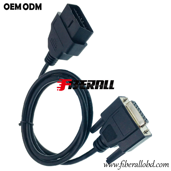 Cabo de extensão DB15 para OBD2 para diagnóstico automotivo