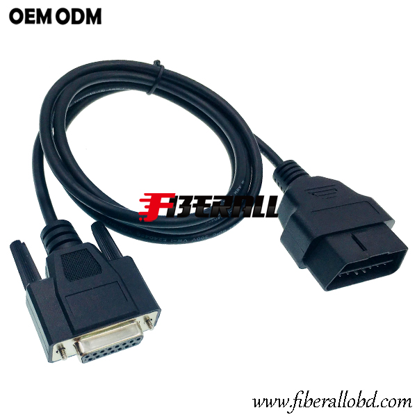 Cabo de extensão DB15 para OBD2 para diagnóstico automotivo